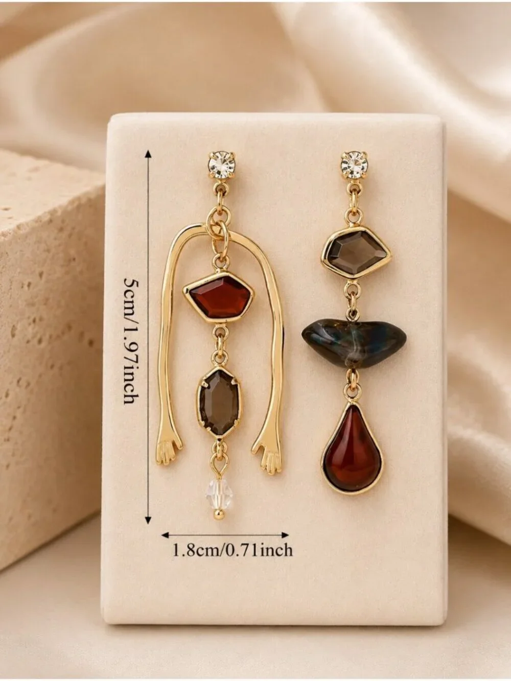 Gold-Tone Amber & Smoky Multi-Stone Drop Earrings - Women Jewelry